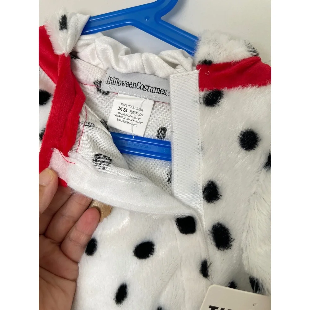 Halloween Costumes Kids Dalmatian Dog Plush Jumpsuit XS (4) White Black Spotted